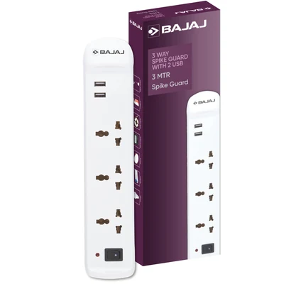 Bajaj 3-way spike and surge guard with USB ports
