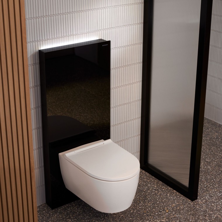Geberit Monolith Plus sanitary module with glass front for wall-hung WC