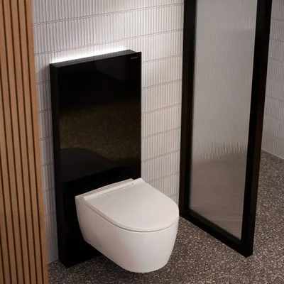 Geberit Monolith Plus sanitary module with glass front for wall-hung WC