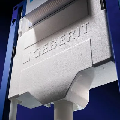 Geberit Sigma in-wall concealed cistern close-up on Duofix frame