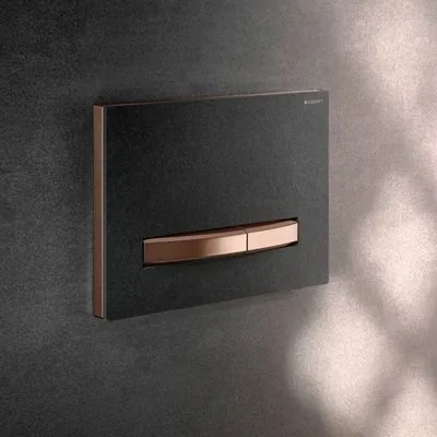 Geberit Sigma50 square flush plate in red gold mustang customised finish