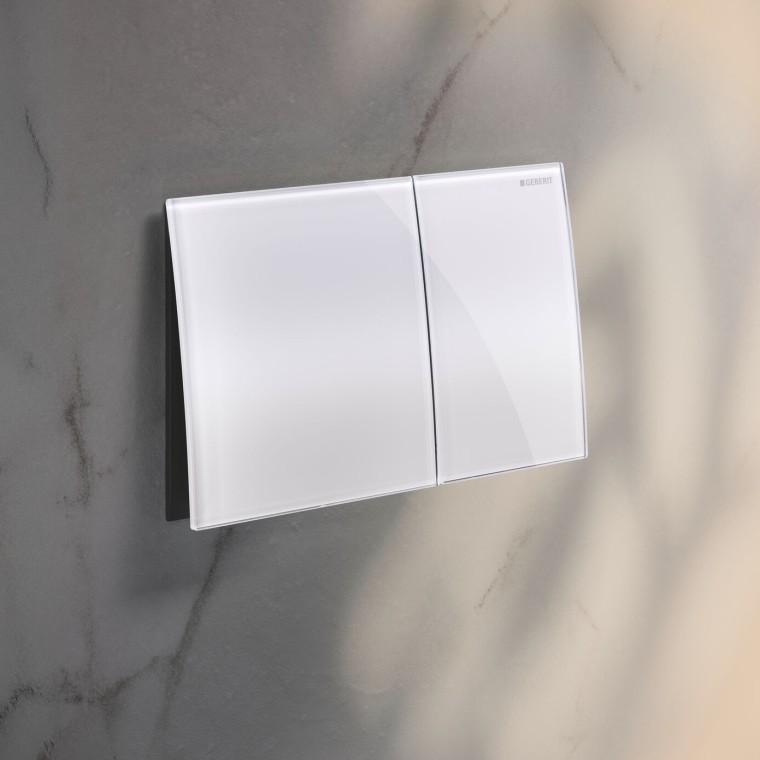 Geberit Sigma70 square white glass flush plate