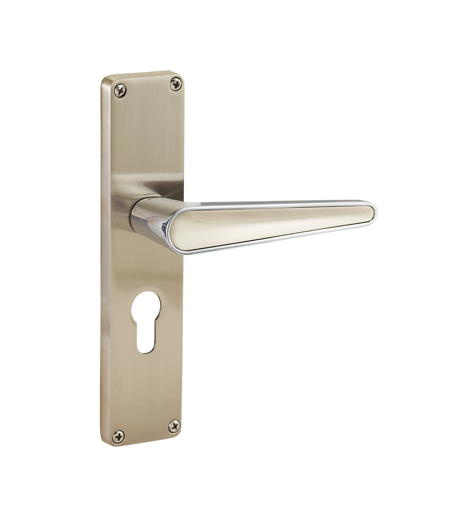 Godrej Locks NEH series mortise lock handle set in satin steel for main doors