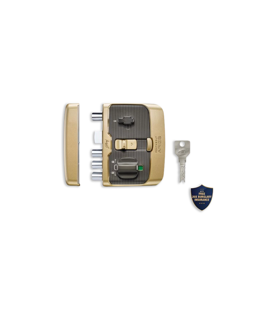 Godrej Locks Pentabolt Aries surface-mounted rim lock for flat entrances