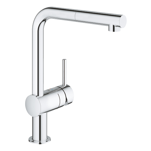 Grohe Minta L-spout pull-out chrome kitchen sink mixer