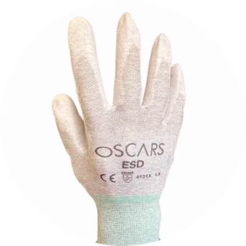 OSCARS ESD PU ESD fingertip-coated glove, EN 388 4121X
