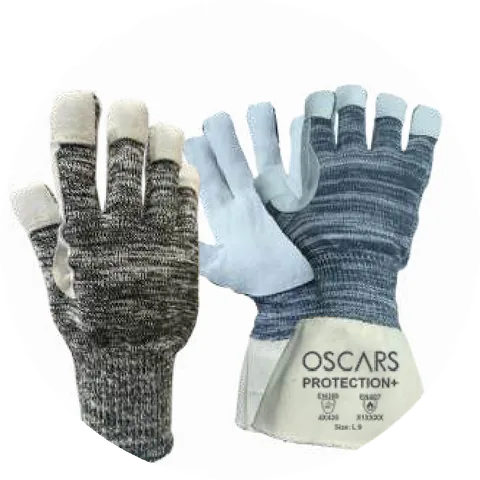 OSCARS Protection+ Leather-over-HPPE cut glove, EN 388 4X43C