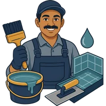 Cartoon waterproofing applicator with brush and compound