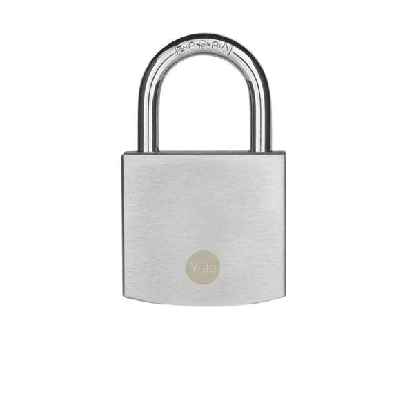 Yale brass padlock with retaining keys in chrome finish