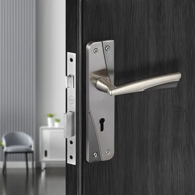 Yale mortise lever handle lockset in satin steel finish for main doors